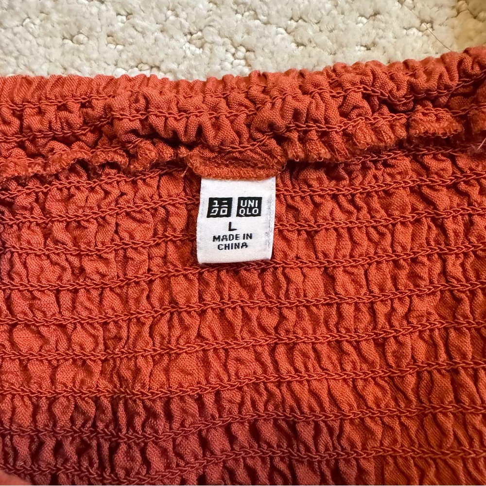 Uniqlo Women's Sleeveless Dress in Rust Orange Rayon Linen Pockets - Picture 4 of 9
